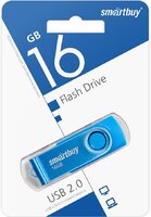 USB флеш накопитель 16 Gb SmartBuy Twist Blue пластик-металл-поворотная- SB016GB2TWB