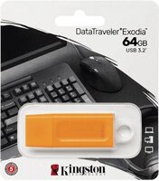 USB флеш накопитель 64 Gb Kingston DataTraveler ExodiaOrange KC-U2G64-7GO - USB 3.2 - белое кольцо
