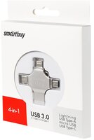 USB флеш накопитель_128 Gb SmartBuy MC15 Metal Quad 4-in-1 Lightning+USB Type-A+USB Type-C+micro USB