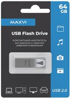 USB флеш накопитель 64 Gb Maxvi MK2 Metallic silver монолит, металл - FD64GBUSB20C10MK2