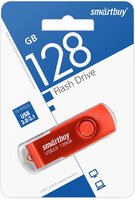USB флеш накопитель_128 Gb SmartBuy Twist Red USB 3.0 пластик-металл-поворотная-R-W 70-40Mb-SB128GB3TWR