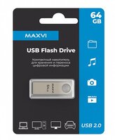 USB флеш накопитель 64 Gb Maxvi MK Metallic silver монолит, металл - FD64GBUSB20C10MK