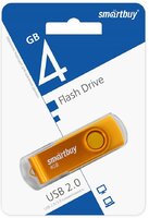 USB флеш накопитель 4 Gb SmartBuy Twist Yellow пластик-металл-поворотная- SB004GB2TWY