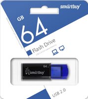USB флеш накопитель 64 Gb SmartBuy Click Black-Blue SB64GBCL-B