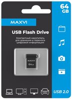 USB флеш накопитель 64 Gb Maxvi MM Dark grey мини, металл - FD64GBUSB20C10MM