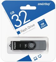 USB флеш накопитель 32 Gb SmartBuy Twist Dual Black Type-C-Type-A -пласт-металл-повор.-SB032GB3DUOTWK