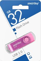 USB флеш накопитель 32 Gb SmartBuy Twist Pink пластик-металл-поворотная- SB032GB2TWP