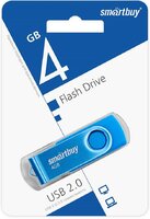 USB флеш накопитель 4 Gb SmartBuy Twist Blue пластик-металл-поворотная- SB004GB2TWB