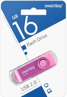 USB флеш накопитель 16 Gb SmartBuy Twist Pink пластик-металл-поворотная- SB016GB2TWP