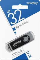 USB флеш накопитель 32 Gb SmartBuy Twist Black пластик-металл-поворотная- SB032GB2TWK
