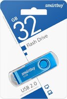 USB флеш накопитель 32 Gb SmartBuy Twist Blue пластик-металл-поворотная- SB032GB2TWB