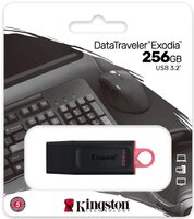 USB флеш накопитель_256 Gb Kingston DataTraveler ExodiaBlack DTX-256GB - USB 3.2 - красное кольцо